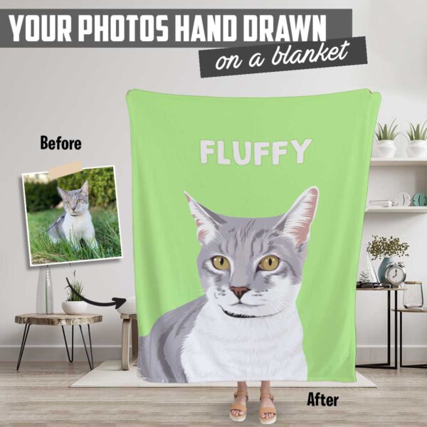 Custom Cat Portrait Blanket 2