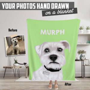 Custom Dog Portrait Blanket 1